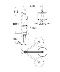 Alternative view of Grohe Rainshower - Douchesysteem, Chroom 27058000
