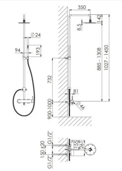 Alternative view of Steinberg 100 - Doucheset Met Kraan, Diameter 200 Mm, Mat Zwart 100 2760 S