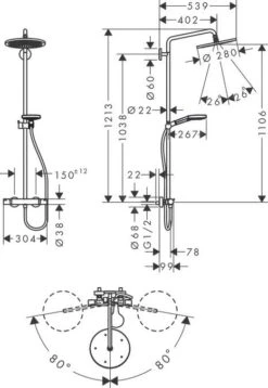 Alternative view of Hansgrohe Croma Select S - Doucheset Showerpipe 280 Met Thermostaat, Geborsteld Brons 26890140