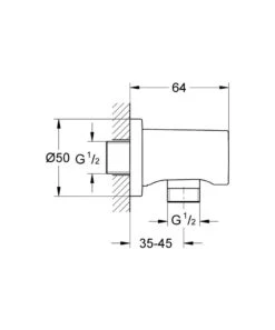 Alternative view of Grohe Rainshower - Wandaansluitbocht, Grafiet Donker, Geborsteld 27057AL0
