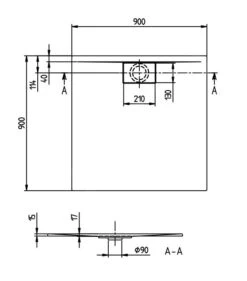 Alternative view of Villeroy & Boch Architectura MetalRim - Douchebak, 900x900 Mm, Stone White UDA9090ARA115V-RW