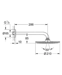 Alternative view of Grohe Rainshower - Cosmopolitan Hoofddouche 210 Mm, Douchearm 286 Mm, Chroom 26052000