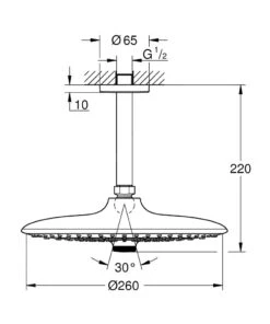 Alternative view of Grohe Euphoria SmartControl - Hoofddouche 260 Mm, 3 Stralensoorten, Douchearm 142 Mm, Chroom 26460000