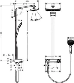 Alternative view of Hansgrohe Raindance Select E - Showerpipe 300 Doucheset Met Thermostaat, 2jet, EcoSmart 9l/min, Chroom 27283000