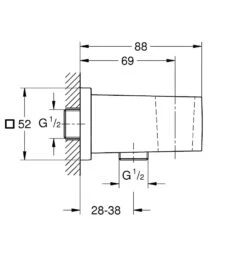 Alternative view of Grohe Euphoria Cube - Muuraansluitbocht, Geborsteld Hard Graphite 26370AL0