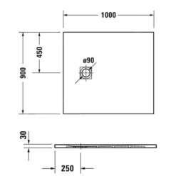 Alternative view of Duravit Sustano - Douchebak, 1000x900 Mm, DuraSolid, Glanzend Wit 720274730000000