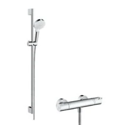 Hansgrohe Crometta - Vario Doucheset Met Ecostat 1001 CL Thermostaat, 2 Jet, Wit/chroom 27812400