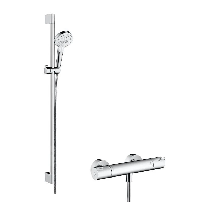 Hansgrohe Crometta - Vario Doucheset Met Ecostat 1001 CL Thermostaat, 2 Jet, Wit/chroom 27812400 3 Hansgrohe Crometta - Vario Doucheset Met Ecostat 1001 CL Thermostaat, 2 Jet, Wit/chroom 27812400