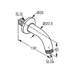 Alternative view of Kludi A-Qa - Douchearm 130 Mm, Chroom 6235305-00