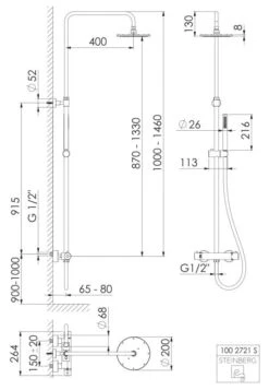 Alternative view of Steinberg 100 - Doucheset Met Thermostaat, Diameter 200 Mm, Mat Zwart 100 2721 S