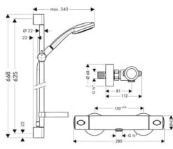 Alternative view of Hansgrohe Croma 100 - Doucheset Met Thermostaat, Met Handdouche Croma 100 Multi, Chroom 27086000