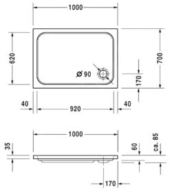 Alternative view of Duravit D-Code - Douchebak 1000x700 Mm, Antislip, Alpine Wit 720093000000001
